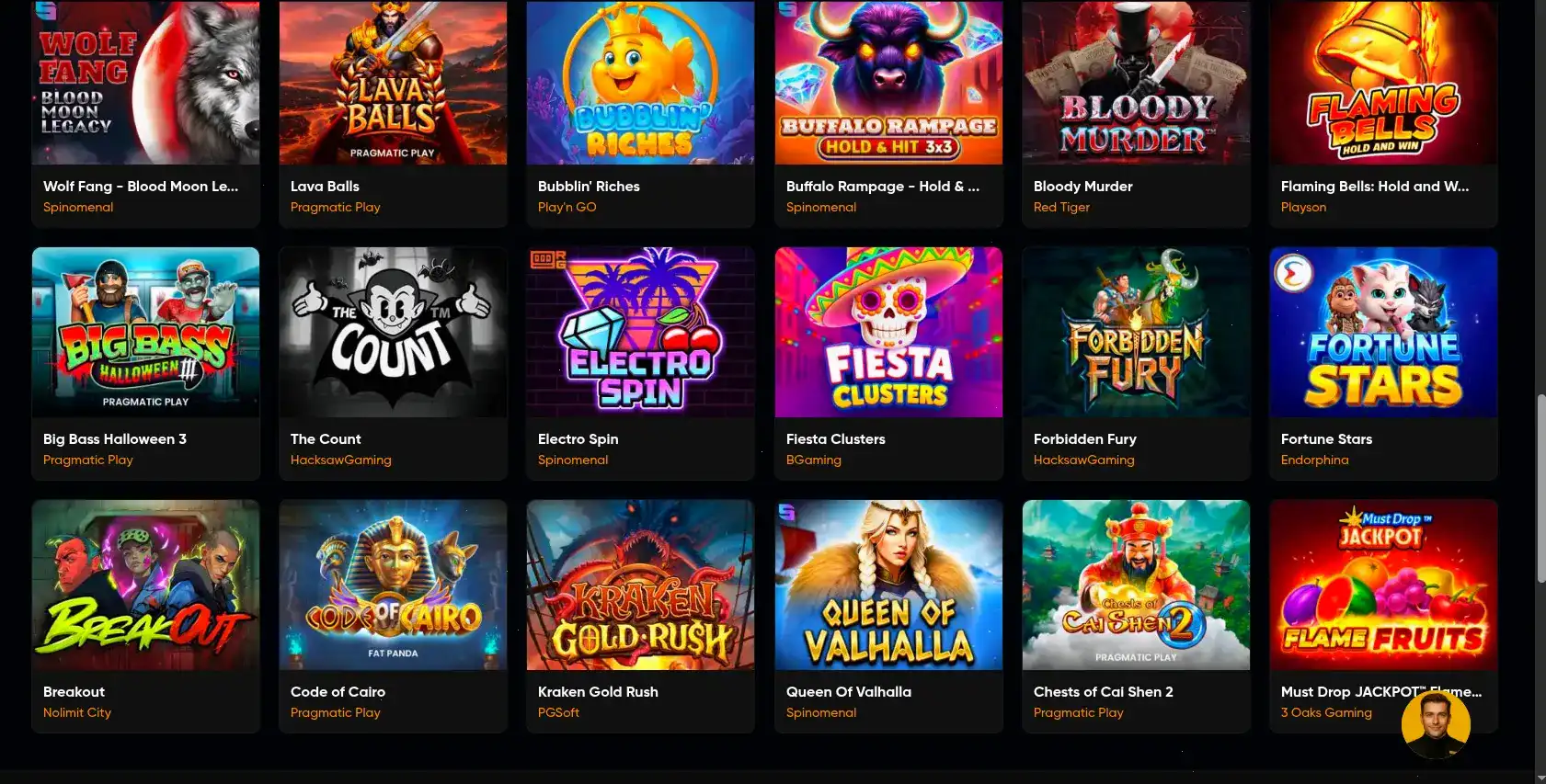 Интерфейс казино Вулкан Ставка с играми